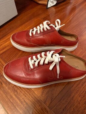 Lucchese Red Leather Low-Top Sneakers with White Laces